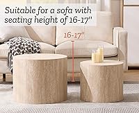 Vista 4 de EALSON Juego de 2 mesas auxiliares redondas pequeñas de granja, mesa auxiliar redonda moderna para sala de estar, espacios pequeños, dormitorio