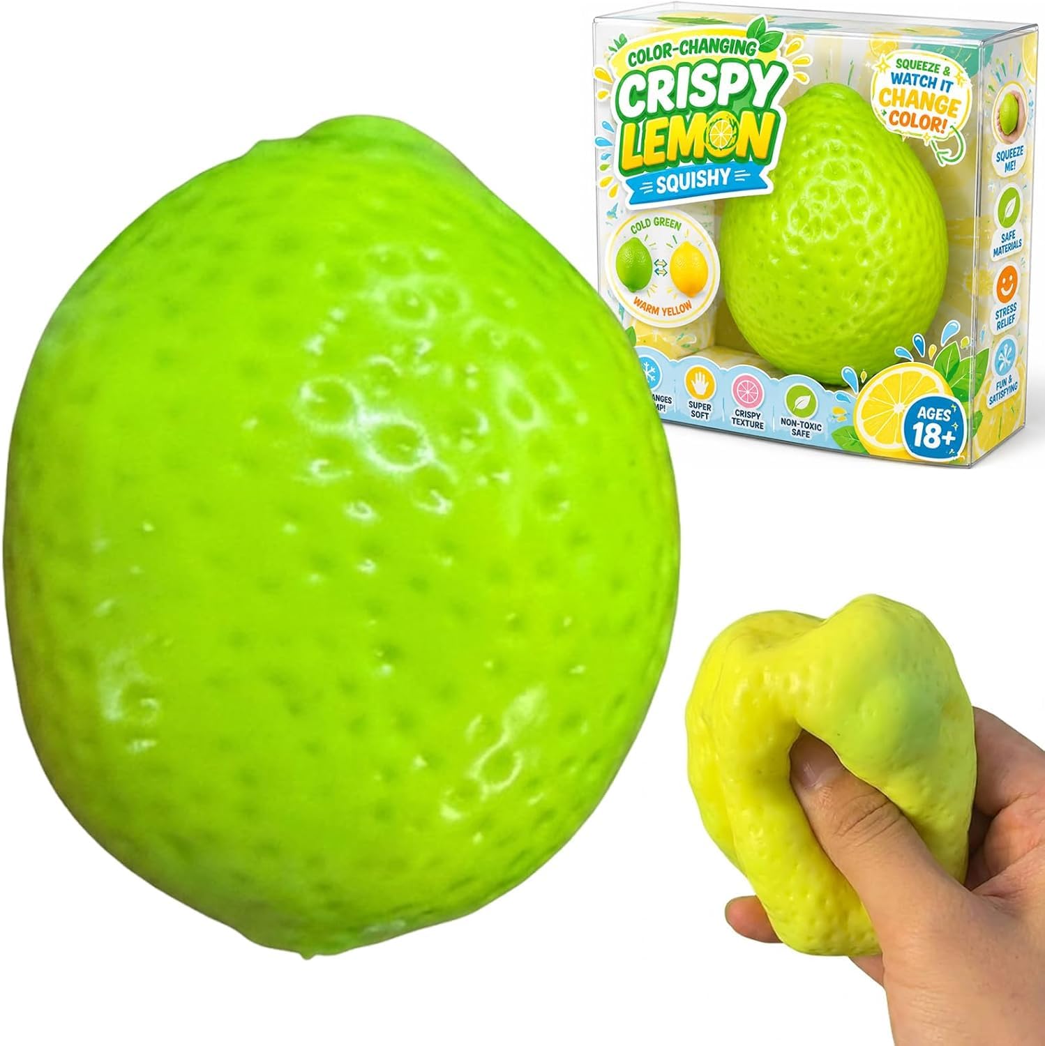 Crunchy Lemon Squishy Asmr Stress Ball, Realistic Handmade Bar Lemon Shape Bead Filled Crunchy Squishies Stress Ball, Cute Squeeze Sensory Fidget for Adults Office Anxiety Relief