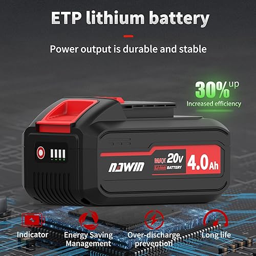 Vista 21 de NAWIN Kit de amoladora angular inalámbrica de 4 pulgadas, amoladora de velocidad variable, batería de iones de litio de 2 × 4.0Ah y cargador rápido