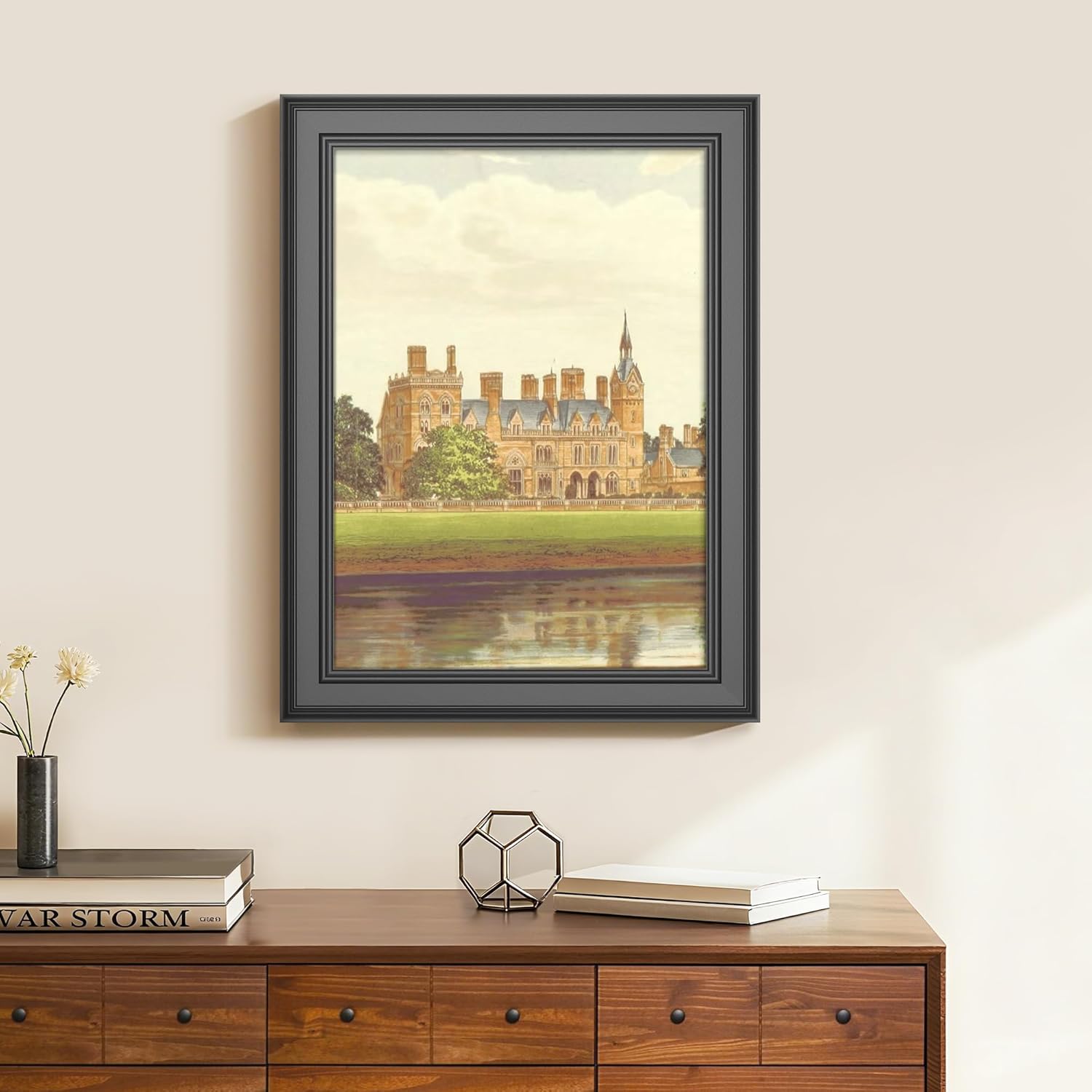 20x28 Picture Frame Black, 2-Inch Wide Border 20x28 Poster Frame with Black Backboard, 28x20 Picture frame Wall Hanging