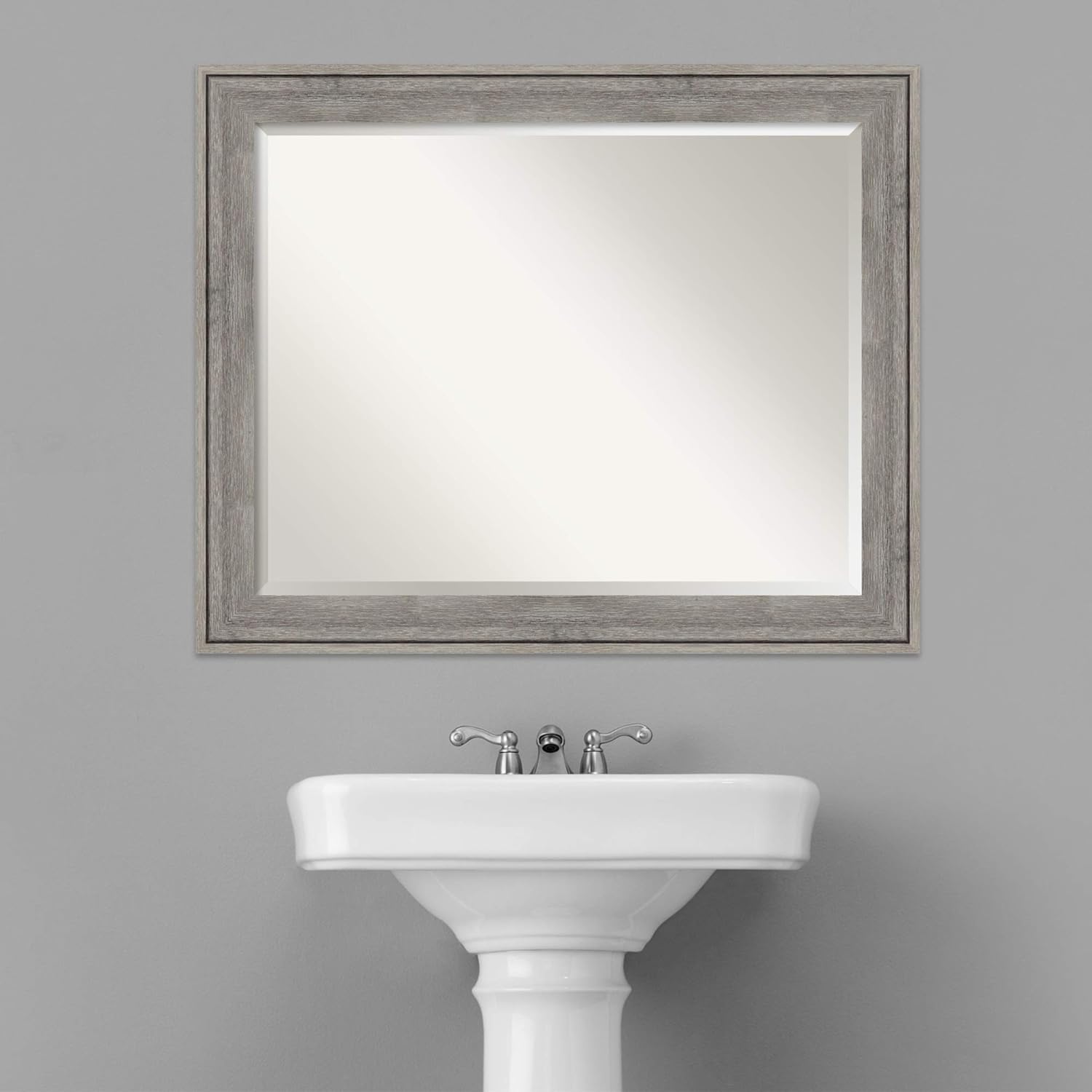 Amanti Art Bathroom Mirror for Over Sink, Vanity Mirror, Wood Frame, Hangs Horizonally and Vertically, Bathroom Wall Decor, Beveled Edge