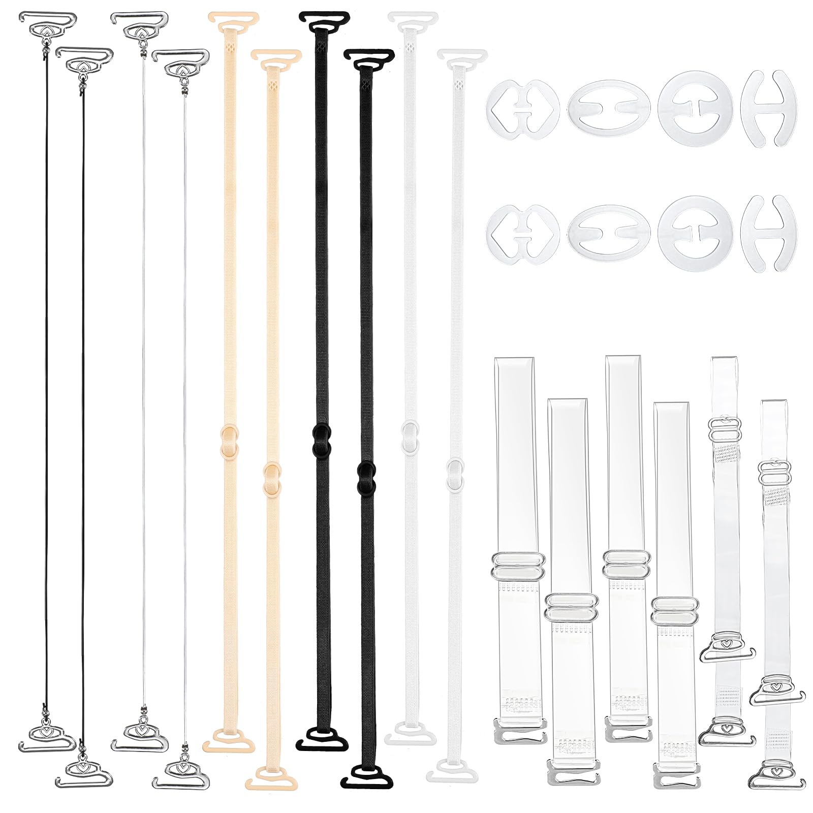 24Pcs Clear Bra Straps Invisible Bra Straps Replacement Elastic Dance Bra Clear Straps Adjustable Clear Straps for Bra Bra Strap Clips Dress Straps for Strapless Dress for Women Girls-image-32