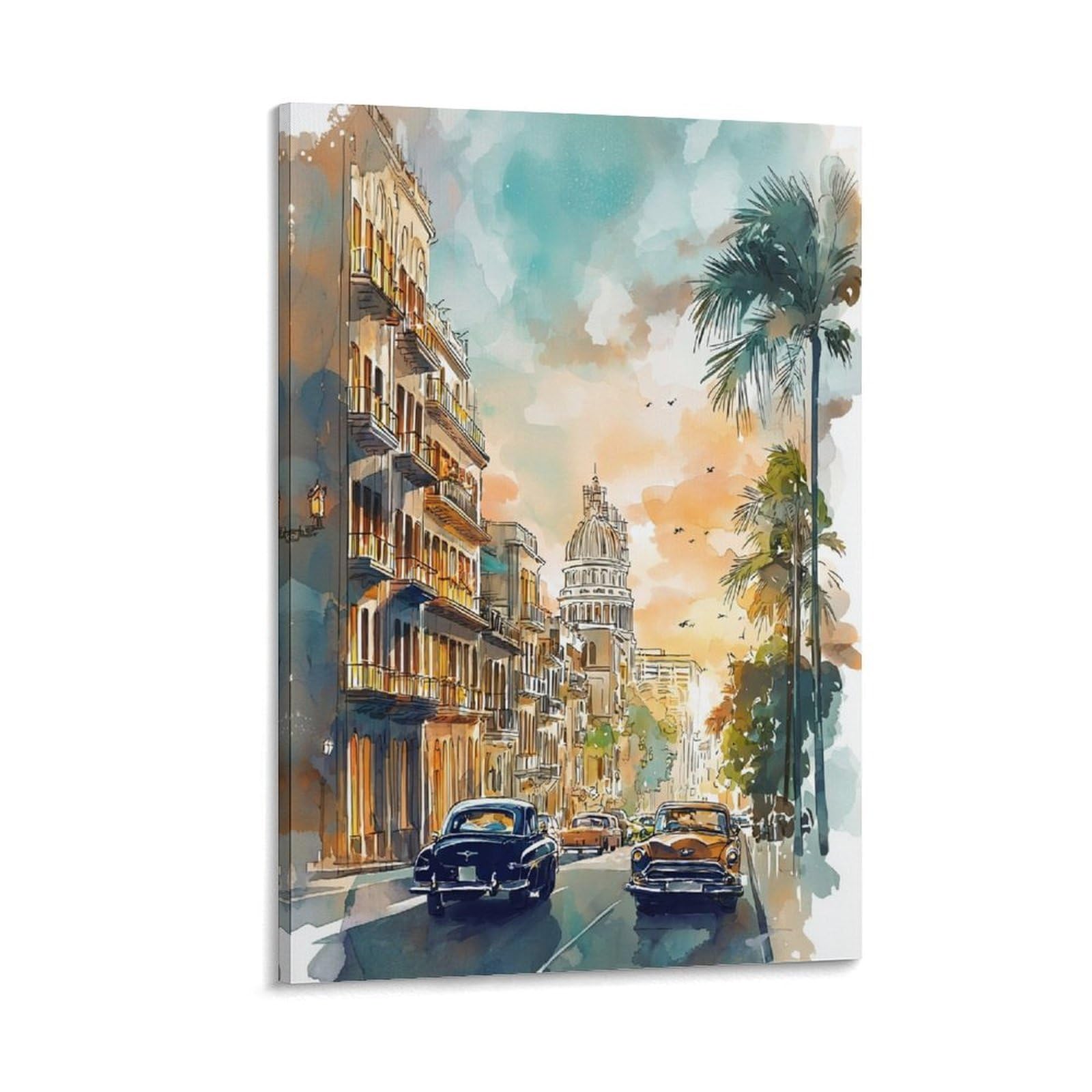 XWYMXZ Phoenix City Arizona 24x36inch(60x90cm) Vintage Travel Poster Watercolor Canvas Art