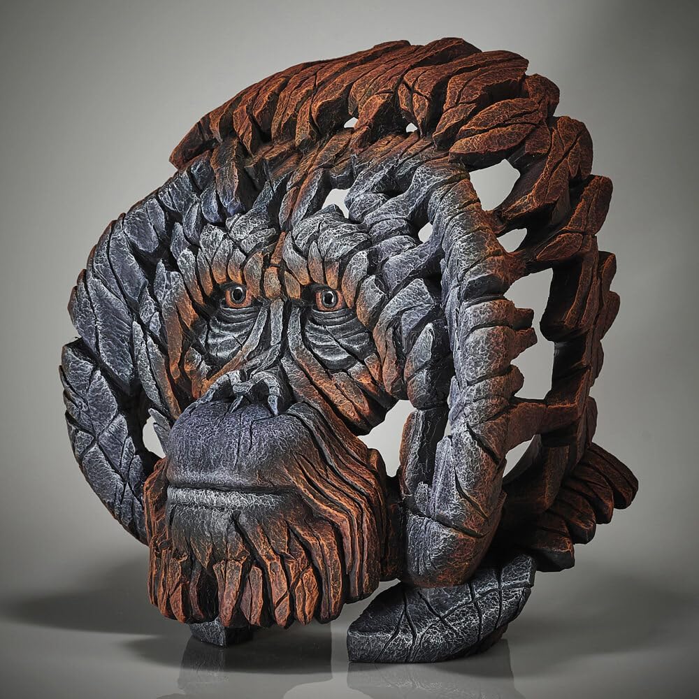 Enesco Edge Sculpture Orangutan Head Bust Animal Figurine, 16.15 Inch, Orange