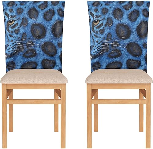 Miniatura 2 de Fundas de asiento decorativas con textura de piel de leopardo azul para sillas para festivales (Pascua, graduación, etc.), fundas suaves de