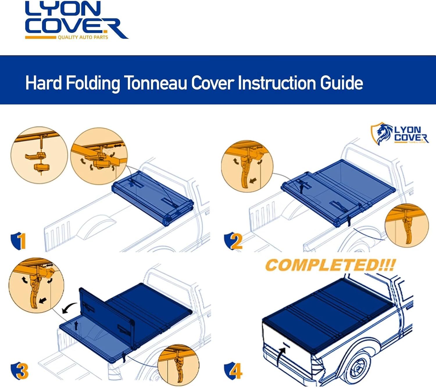 Lyon Cover 6.5ft / 79" Hard Tri-Fold Truck Bed Tonneau Cover Compatible with 2017-2026 Nissan Titan w/o Titan Box | Fits Models with & Without Utili-Track System