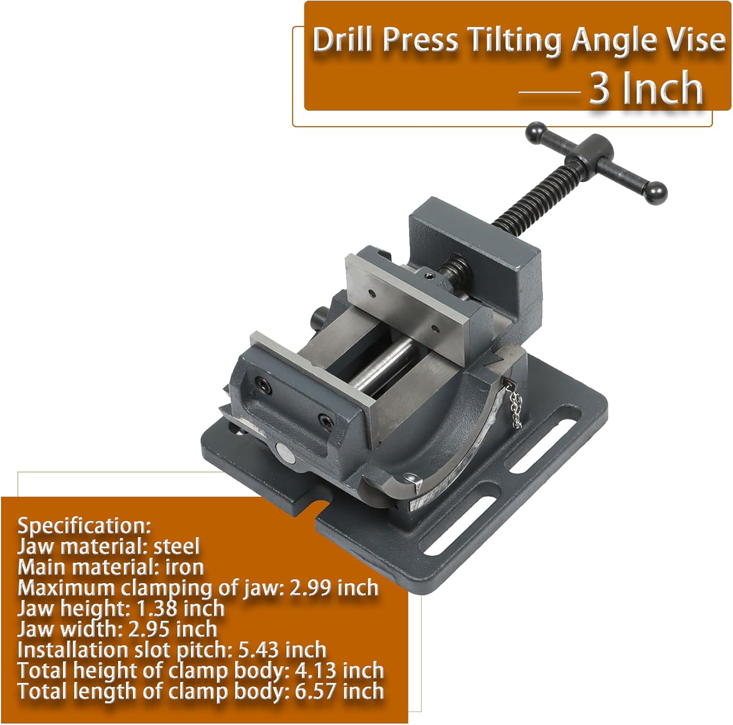 kimllier 3 Inch Cradle Style Drill Clamp Vice 0-90 Degree Swivel Angle Drill Press Vise Cast Iron Drill Press Tilting Angle Vise