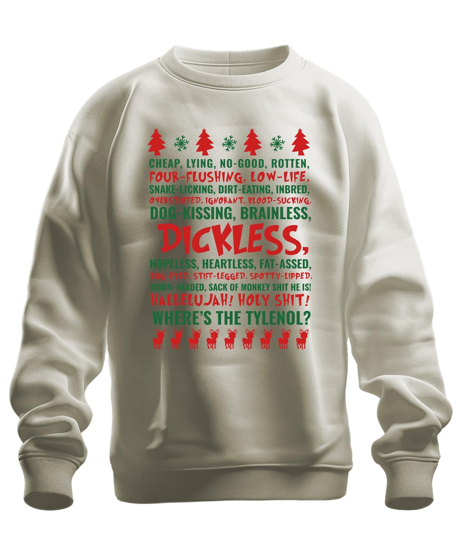 Printera Unisex Natural Wheres The Tylenol Christmas Ugly Sweater Beautiful Gift Griswold Sweatshirt Pullover, L