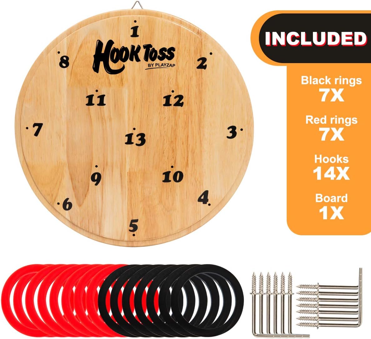 PlayZap Ring Toss Game for Adults Hook Ring Toss Wooden Dart Game Outdoor Indoor Wall Game for Bar BBQ Party Camping Garage Picnic Birthday Easter : Sports & Outdoors