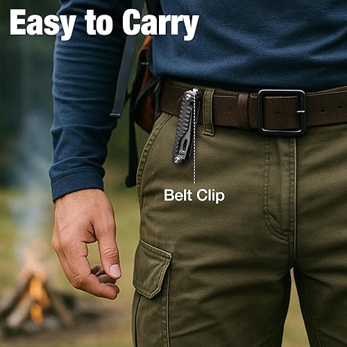 Miniatura 6 de Mossy Oak Cuchillo multiherramienta, multiherramienta de bolsillo 12 en 1 con mango G10, cuchillo multiherramienta EDC con tijeras, abridor de