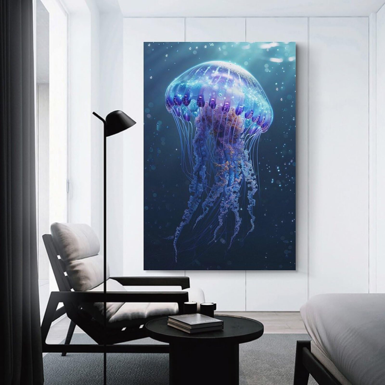 Junmoney Decorative Wall Artwork Jellyfish Sea, 08x12inch(20x30cm), for Lounge, Bedroom Or Personal Spaces, Gift Idea for Housewarming And Birthdays