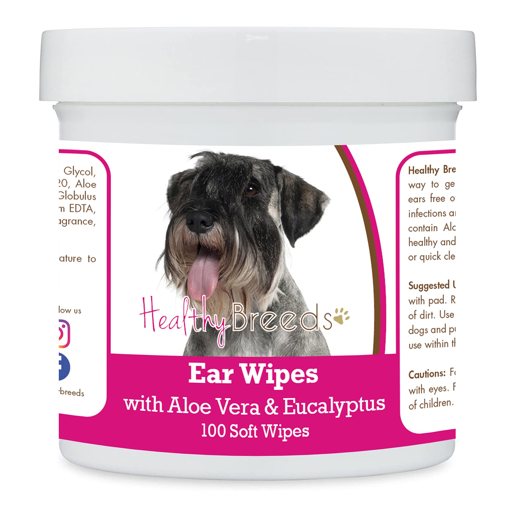 Healthy Breeds Standard Schnauzer Ear Cleaning Wipes with Aloe &amp; Eucalyptus for Dogs 100 Count