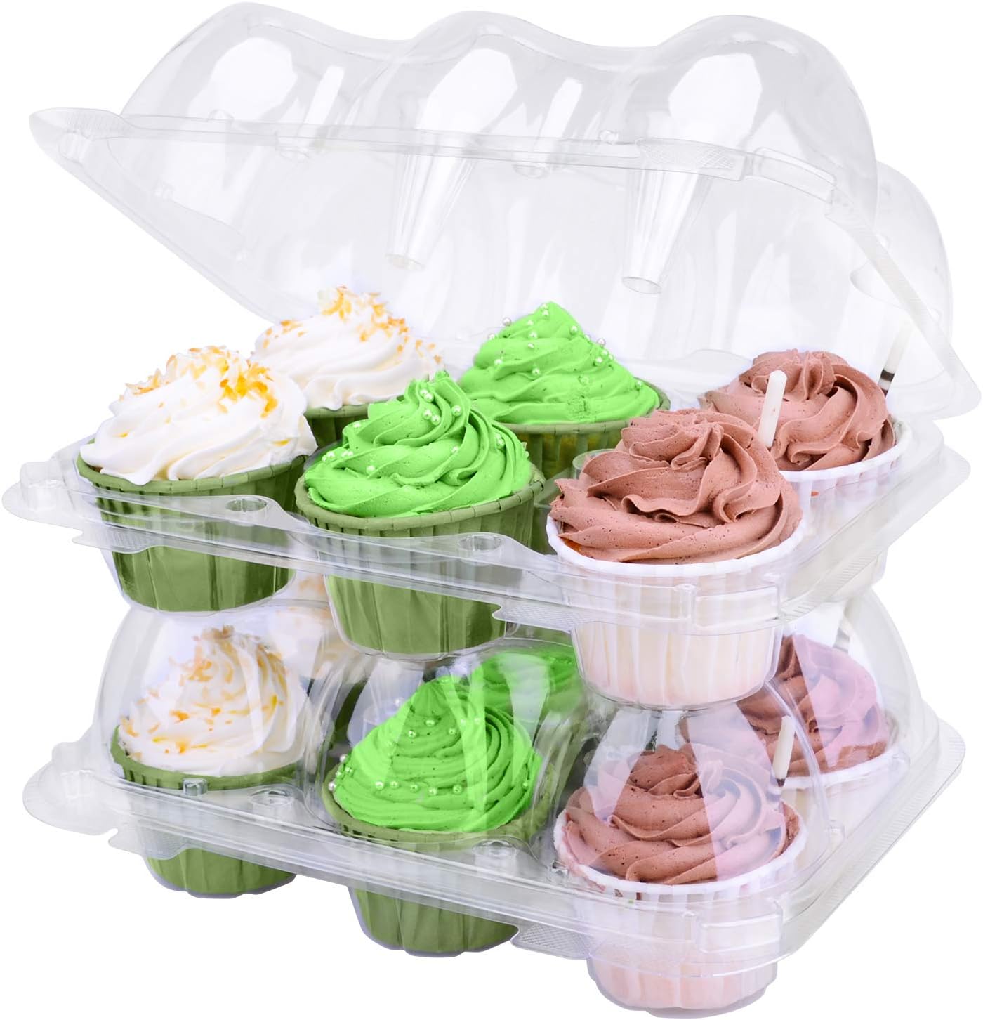 Himetsuya 6 Cavity Cupcake Boxes 15 packs Stackable Regular Cupcake