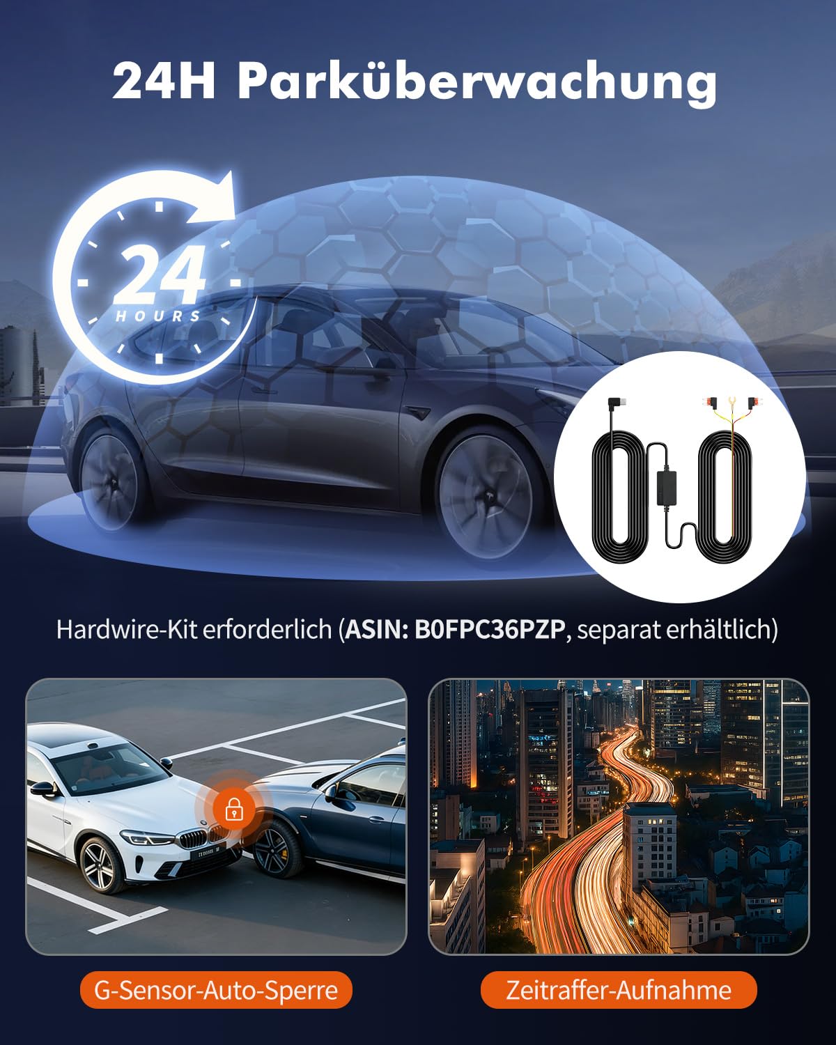 3 Kanal Dashcam Auto 4K UHD, GPS WiFi 6, 24H Parküberwachung, 64GB | 3-Wege Aufnahme vorne/innen/hinten, HDR Nachtsicht, G-Sensor, Loop-Aufnahme, ideal für Alltag und Berufsfahrer