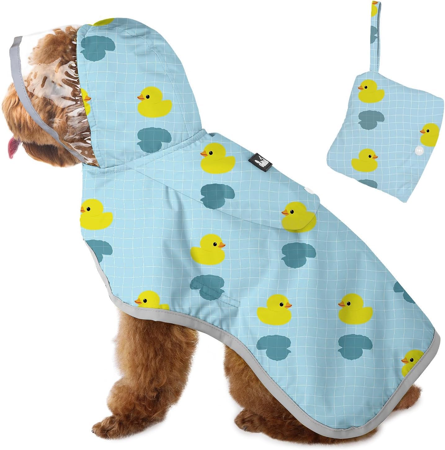 SlowTon Waterproof Dog Raincoat, Clear Hooded Double Layer Rain Jacket for Small Medium Large Dogs Puppies, Dog Poncho with Reflective Strip Adjustable Straps and Storage Pocket — image 1
