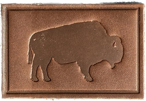 Bison Leather Patches with Optional Hook Side Fastener Added, 100% Full Grain Leather, Rectangle, 3" x 2" Dark Brown, Patch Only