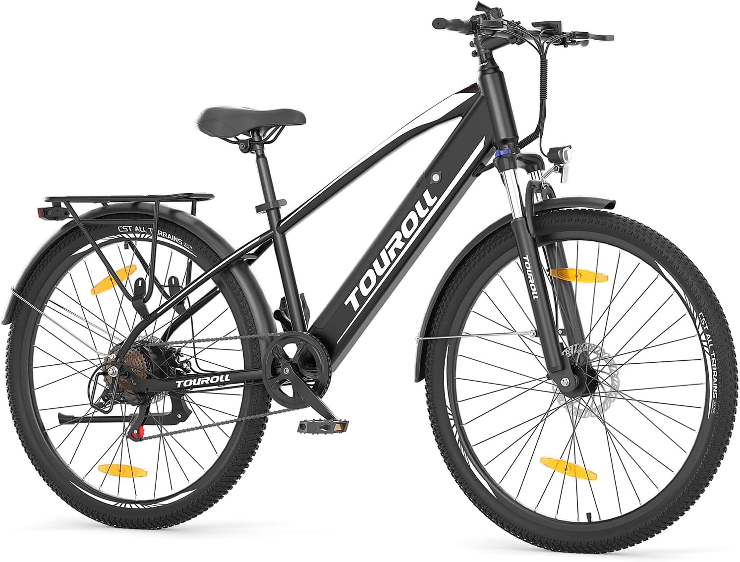 Electric Bike, J1 Pedal Assist City E Bike, 27.5" Electric Bicycle Commute Trekking Bike for Adults with 36V 15.6Ah Battery, LCD Display, 7 Speed，100km，Dual Disc Brake