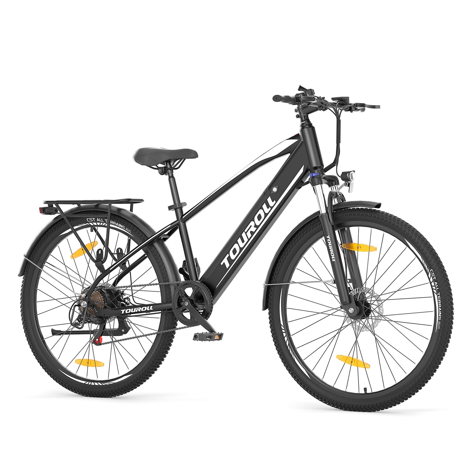 Touroll J1 ST 27.5" Electric Bike for Adults, 7 Speed Electric Bicycle with 36V 15.6Ah Removable Battery, 100km Range Pedal Assist City E Bike for Commute and Trekking, LCD Display, Dual Disc Brake