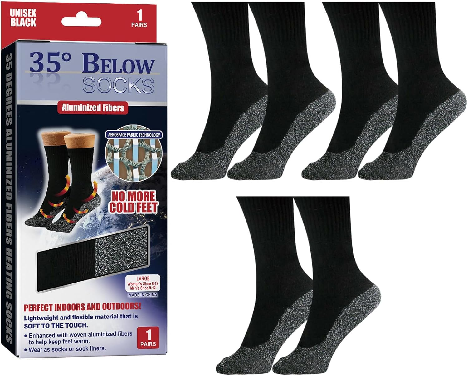 3PCS Self-Heating Socks,Heated Socks with Special Aluminum Plated Fibers Winter Warm Comfortable Self-Heating Socks for Outdoor Hiking Skiing
