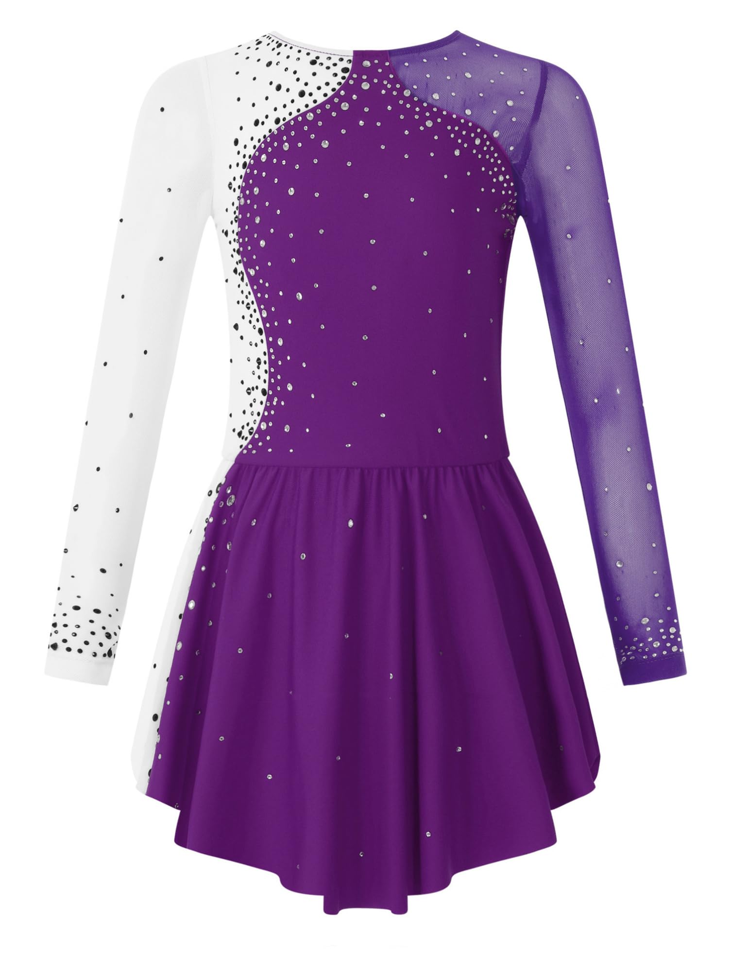 Aislor Eiskunstlauf Kleid Mädchen Langarm Ballettkleid Kinder Tanzkleid Kürkleider Eiskunstlauf Gymnastikanzug Wettbewerb