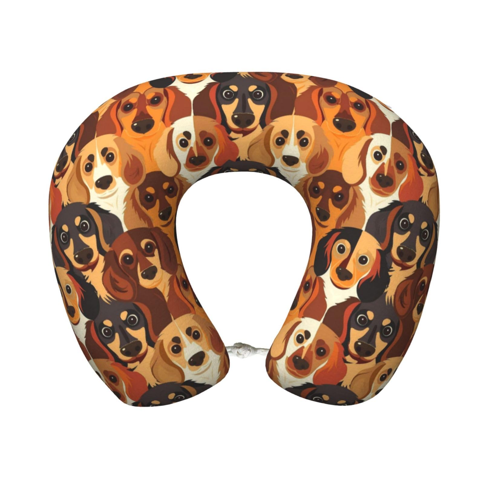 peiyeety Funny Dachshund Print Travel Pillow Memory Foam, Portable Neck Pillow for Airplane, Car and Office