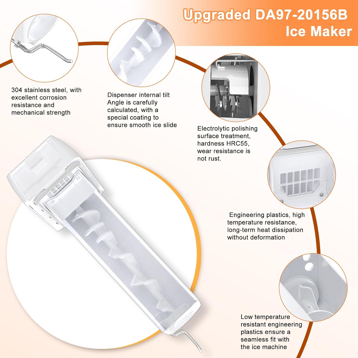 Upgraded DA97-20156A DA97-20156B Refrigerator Ice Bucket Compatible with Samsung Ice Bucket Replacement Samsung Ice Bin Container RF28R7201SR RF28HMEDBSR RF28R6201SR RF27T5201SR Ice Maker Tray Parts
