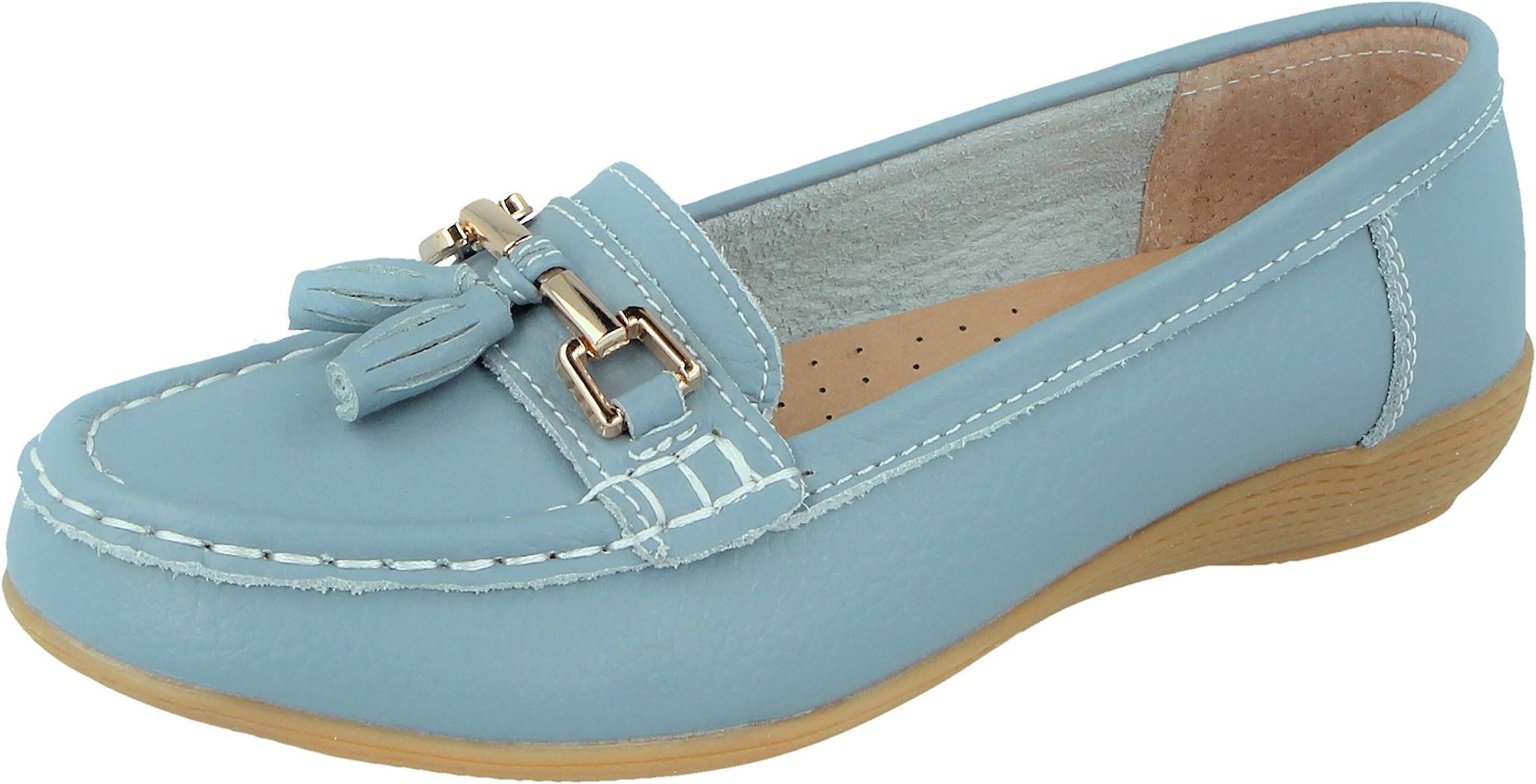 Ladies Real Leather Tassel Slip On Moccasin Flat Nautical Boat Shoes Loafers Size 3-8