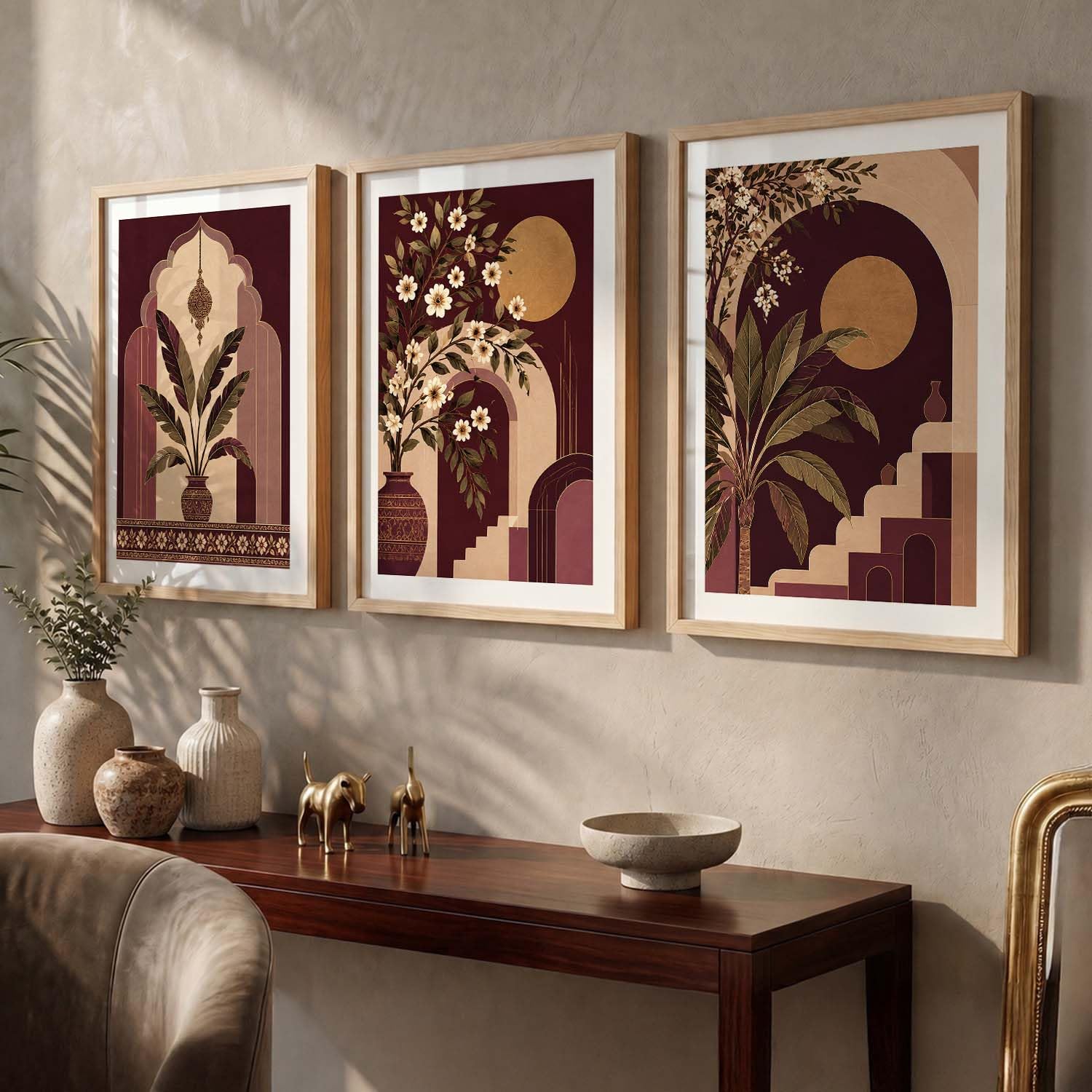 BOHO Floral Wall Art Set - 3 Frames FREE SHIPPING -6 BOHO Floral Wall Art Set - 3 Frames FREE SHIPPING -6
