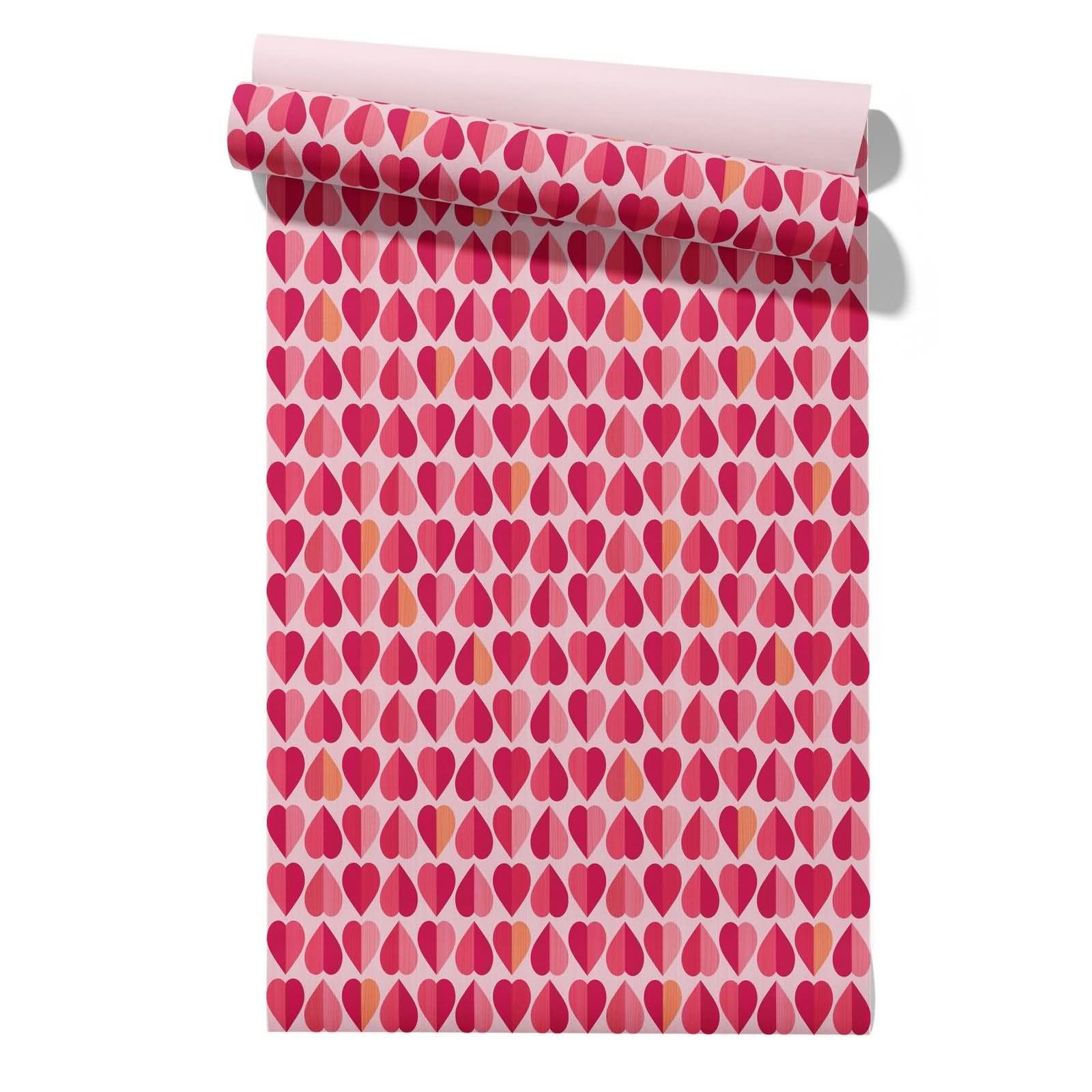 CEVAN Waterproof and Oil Wallpaper for Kitchen Drawer Liner Pattern Love Warm Romantic Blown Vinyl Paintable Covering Red Waterproof Peel Stick Wallpaper Cupboards 45x200cm