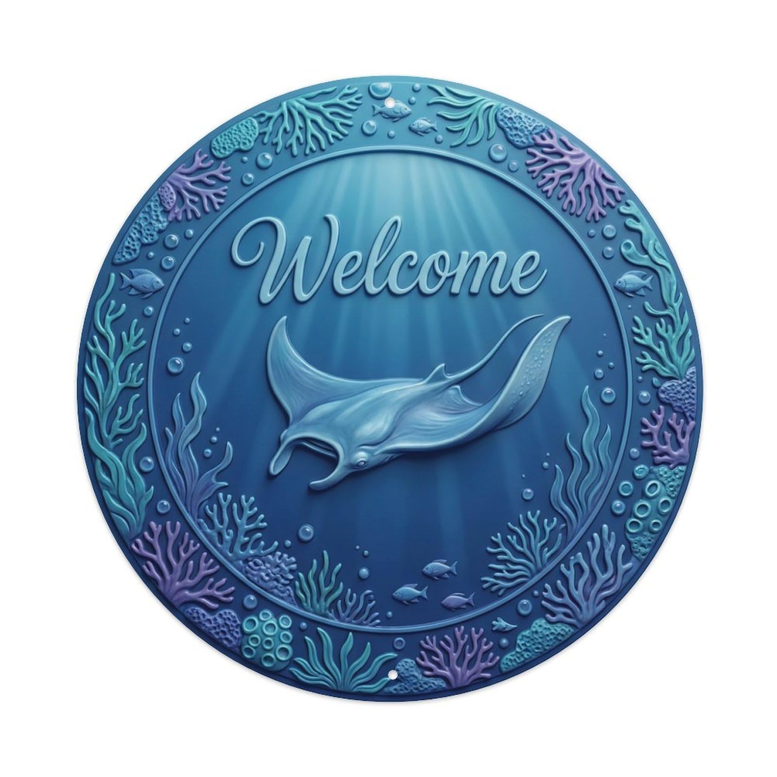 Tgrcjimh Style Metal Tin Sign Manta Ray Welcome Ocean Grace