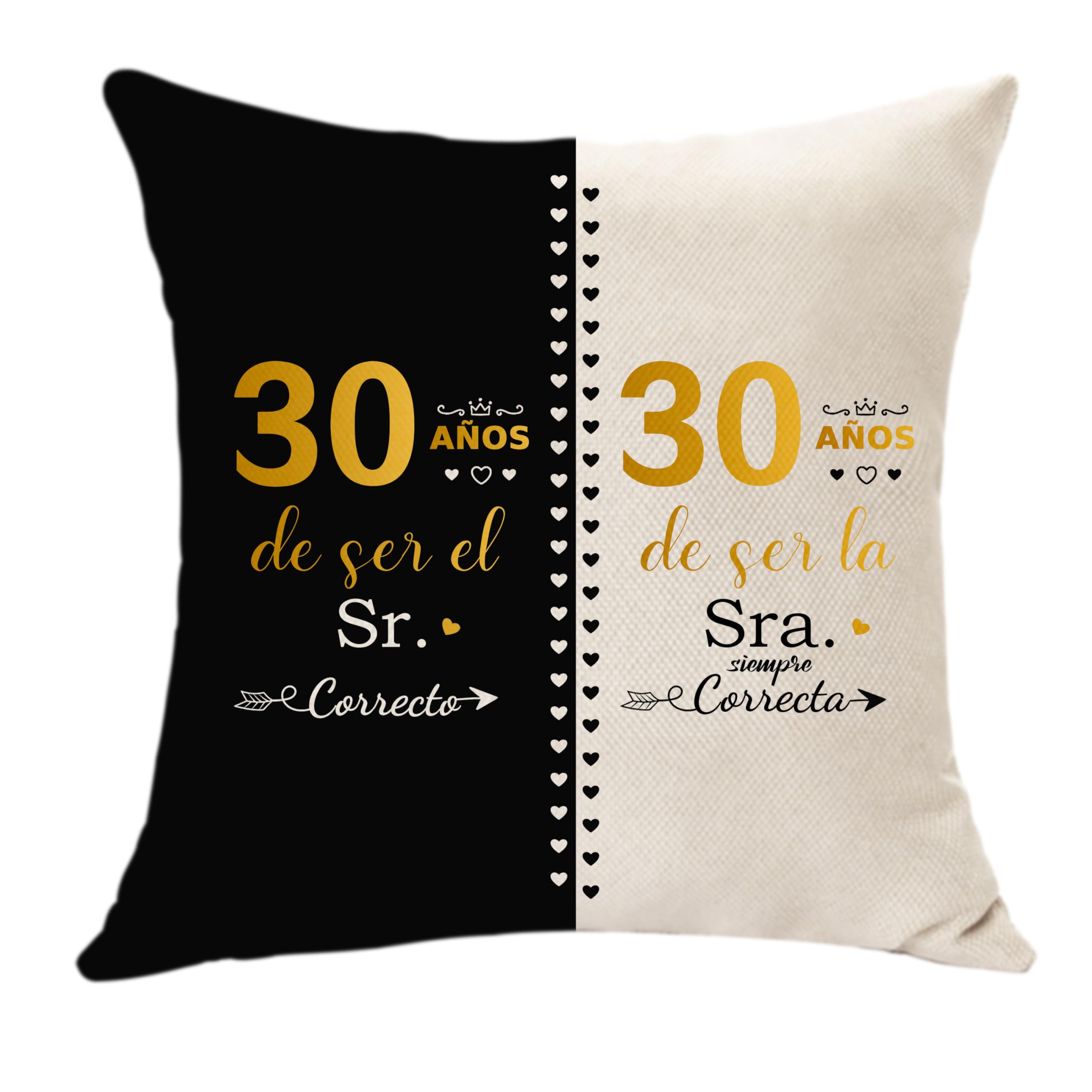 Hasodeo Regalos Originales 30º Aniversario Bodas Funda de Cojín de Aniversario de Pareja 30 Años Casados Mujer Hombre - Sr. Correcto, Sra. Siempre Correcta - 30 Años de Matrimonio Decoración (30)