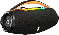 Caixa de Som Bluetooth, Basike Boombox RAD172, 60W Caixinha de Som Potente TWS, IPX6 À Prova D'água e Resistente À Poeira, Luzes LED RGB, Conexão AUX/USB/TF, para Festa, Viagem e Acampamento(Preto)