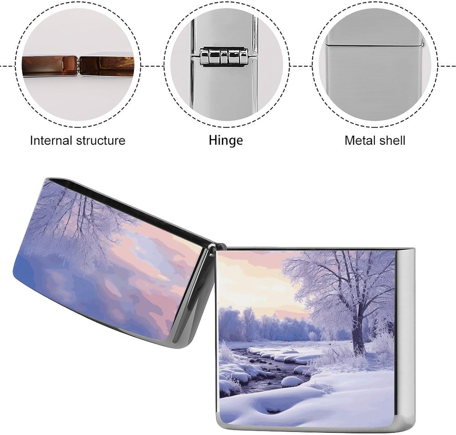 Winter Landscape Lighter Case Portable Metal Lighter Cover image 5