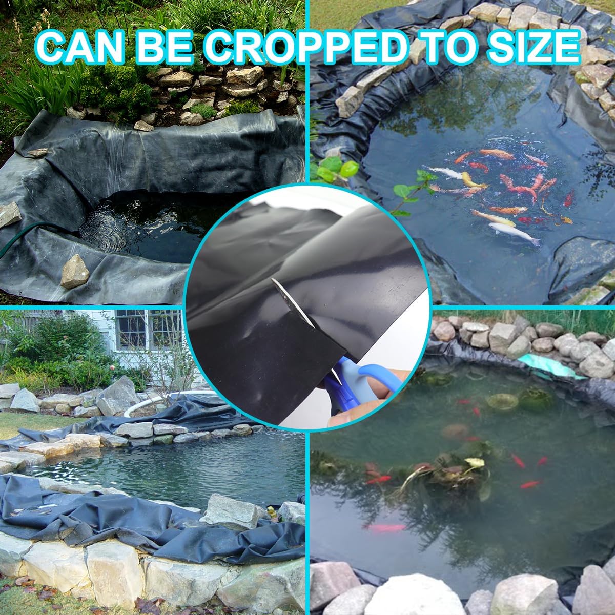 Pond Liner, 20 Mil HDPE Pond Liners for Outdoor Ponds, 10 X 13 Ft Large Size Plastic Pond for Garden Landscape, Aquaculture, Pond, Construction Site