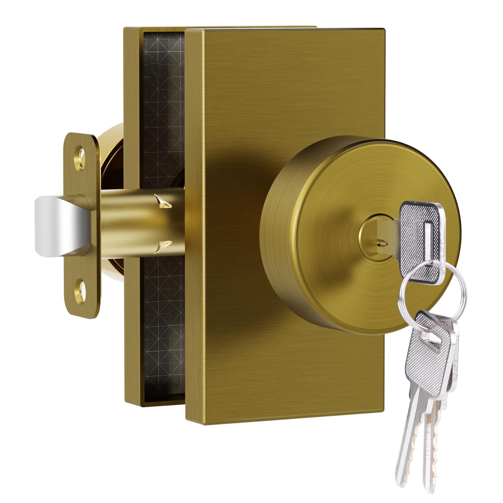 Satin Brass Privacy Door Knob with Lock -18