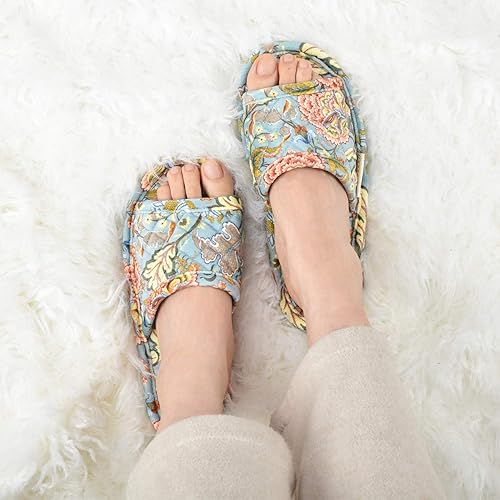 Miniatura 2 de Pantuflas de terciopelo floral para mujer, ligeras, con puntera abierta, lavables, portátiles, plegables, cómodas, para invitados, hotel, viajes,