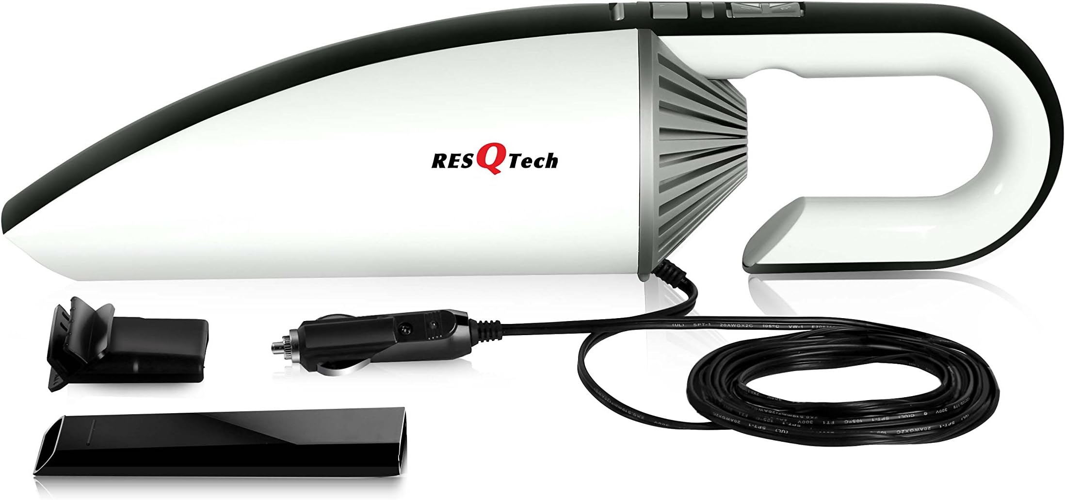Resqtech 12V Dc Car Vacuum Cleaner (Dry And Wet,5 M Cord,2 Years Warranty) New Improved Version 2019 , White