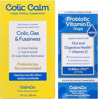 Colic Calm Combo Pack Gripe Water (2 oz) Probiotic D Drops (0.54 oz) | Gripe Water Alternative with Vitamin D3, Helps Soothe Colic, Gas Relief & Upset Stomach; Helps Soothe Fussiness & Hiccups