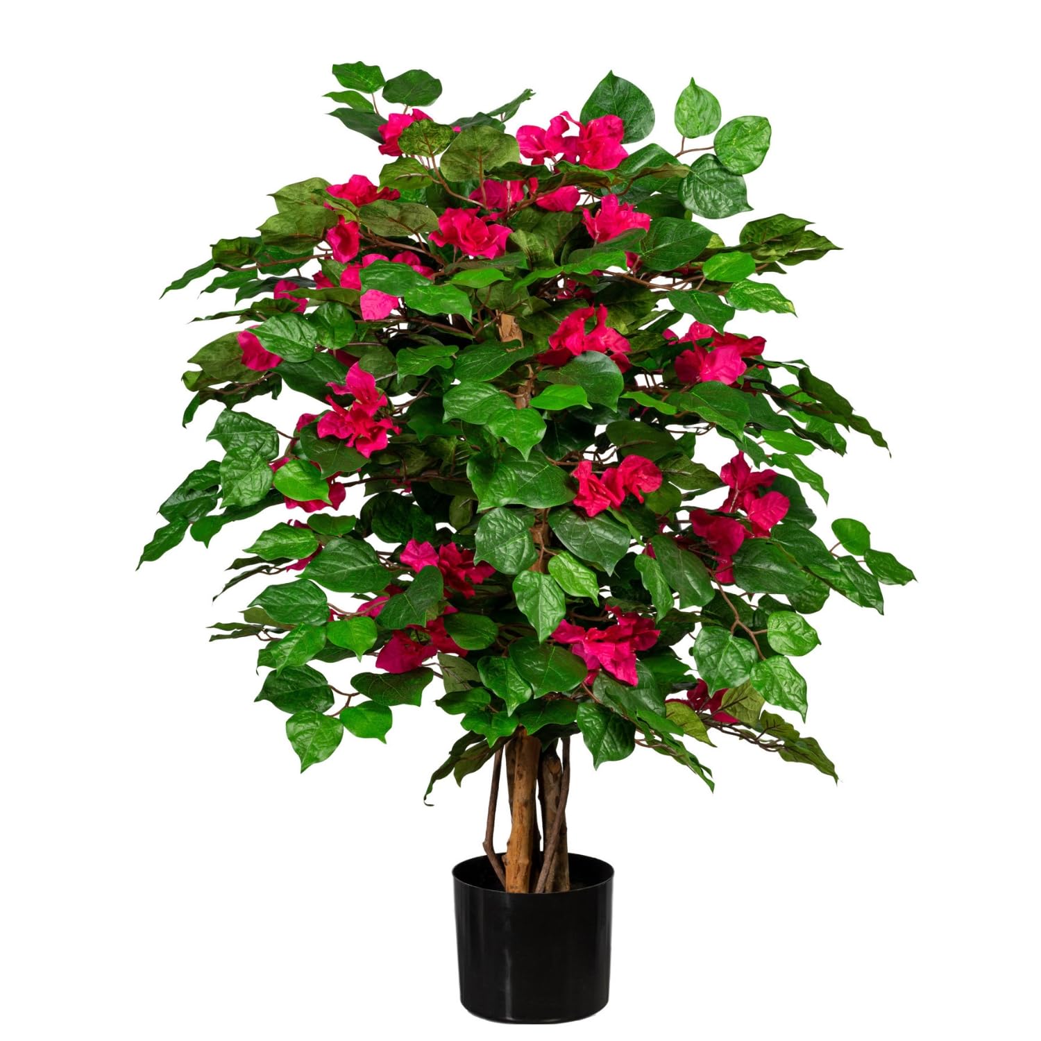 künstliche Bougainvillea 100 cm im Topf I künstlicher Blütenbaum mit Naturstamm und Erde I Kunstbäumchen für Innen I hochwertige & dekorative Dekopflanze I Deko Kunstpflanze
