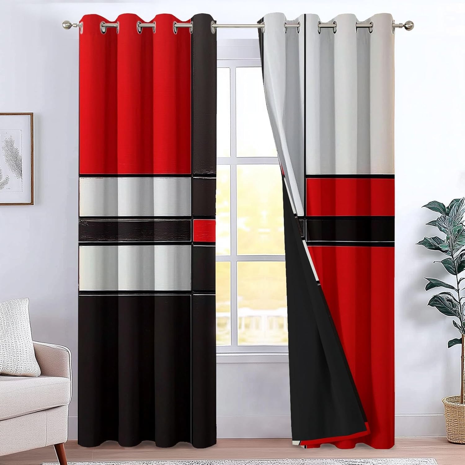 Rideaux occultants modernes motif géométrique thermique A-4276