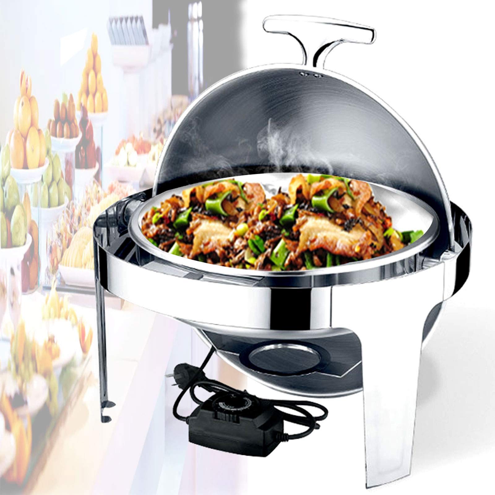 Chafing Dish, Scaldavivande Elettrico, 6L Contenitore Scalda Cibo Termico per Alimenti per Buffet, Banchetti, la Festa - Mantenere il Cibo in Caldo, 400W