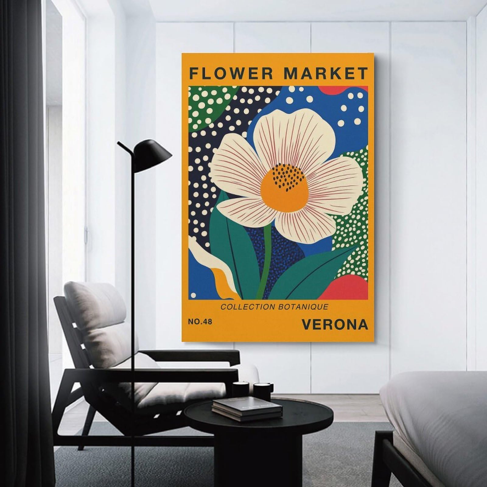 Junmoney Veerona Flower Market Travel Poster Canvas Wall Decor, 20x30inch(50x75cm), for Wall Displays, Bedrooms Or Room Updates, Wall Decor Suited to Curated Displays