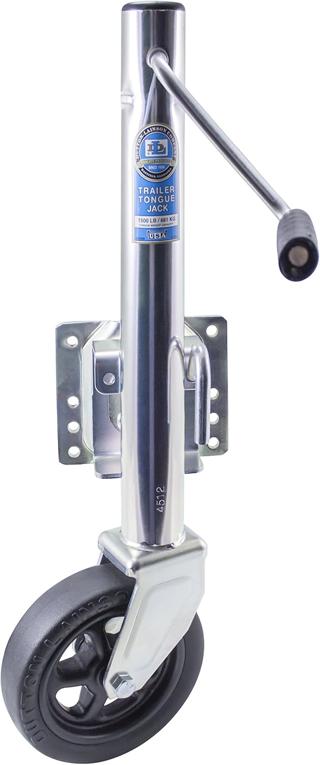 Dutton-Lainson Company - Swivel Marine Tongue Jack (6850) - Rust-Resistant Finish for Boat, Towing & Other Trailer Applications - 1500 lb Capacity, 10" Total Travel, 8" Heavy-Duty Wheel - Made in USA