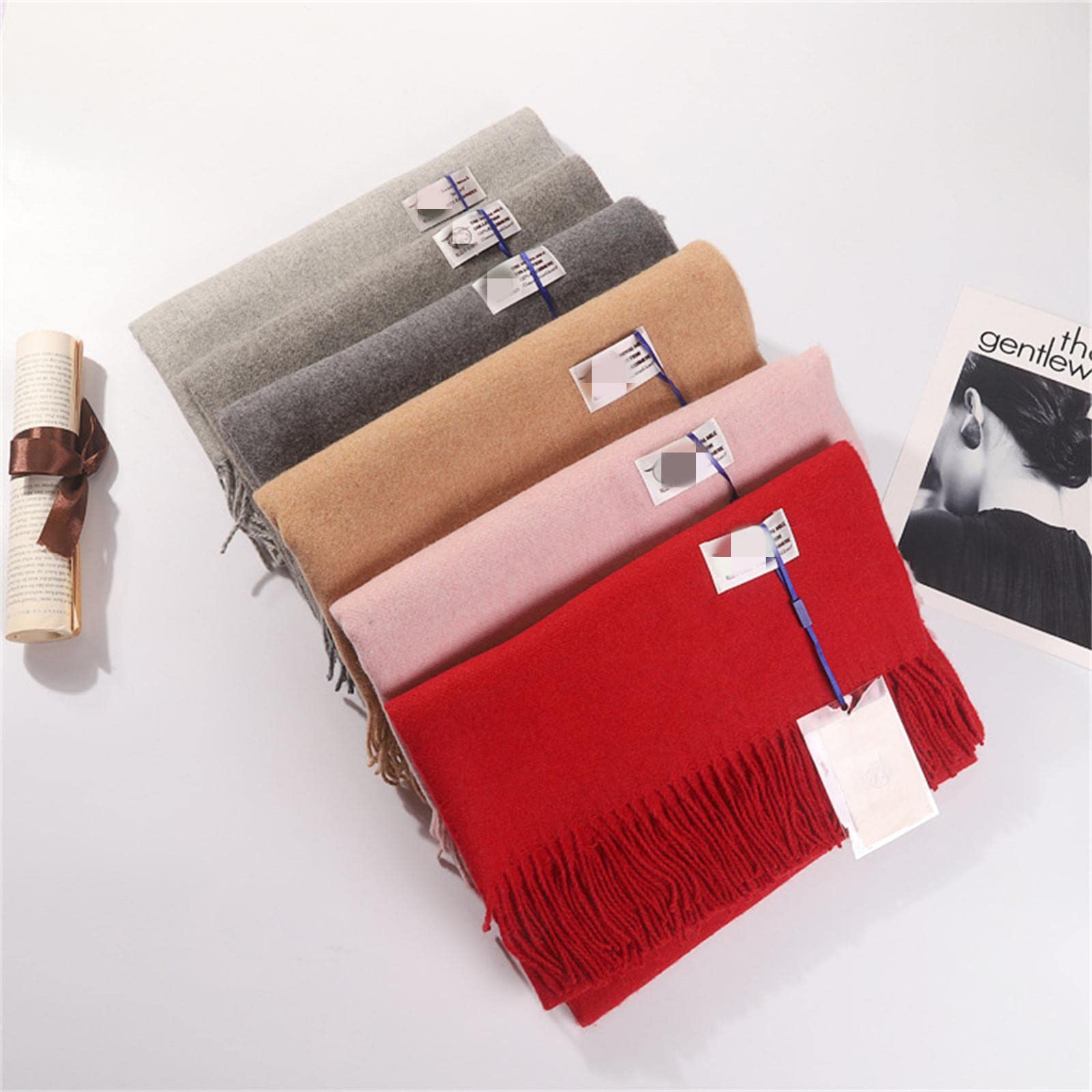 UKKO Sciarpa Sciarpe di Lana di Colore Solido con La Lana con Nappa Donne Inverno Spessa Calda Sciarpa Coperta Calda