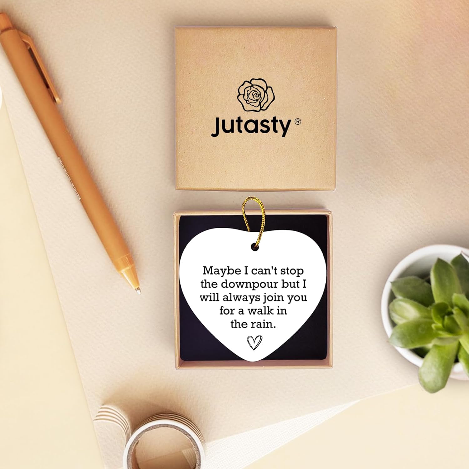 Friendship Gift for Best Friend, Sympathy Encouragement Gifts for Friends Soul Sisters Bestie BFF, Ceramic Ornament Keepsake, Friend in Need, Tough Time Gift, Maybe I Can't Stop The Downpour