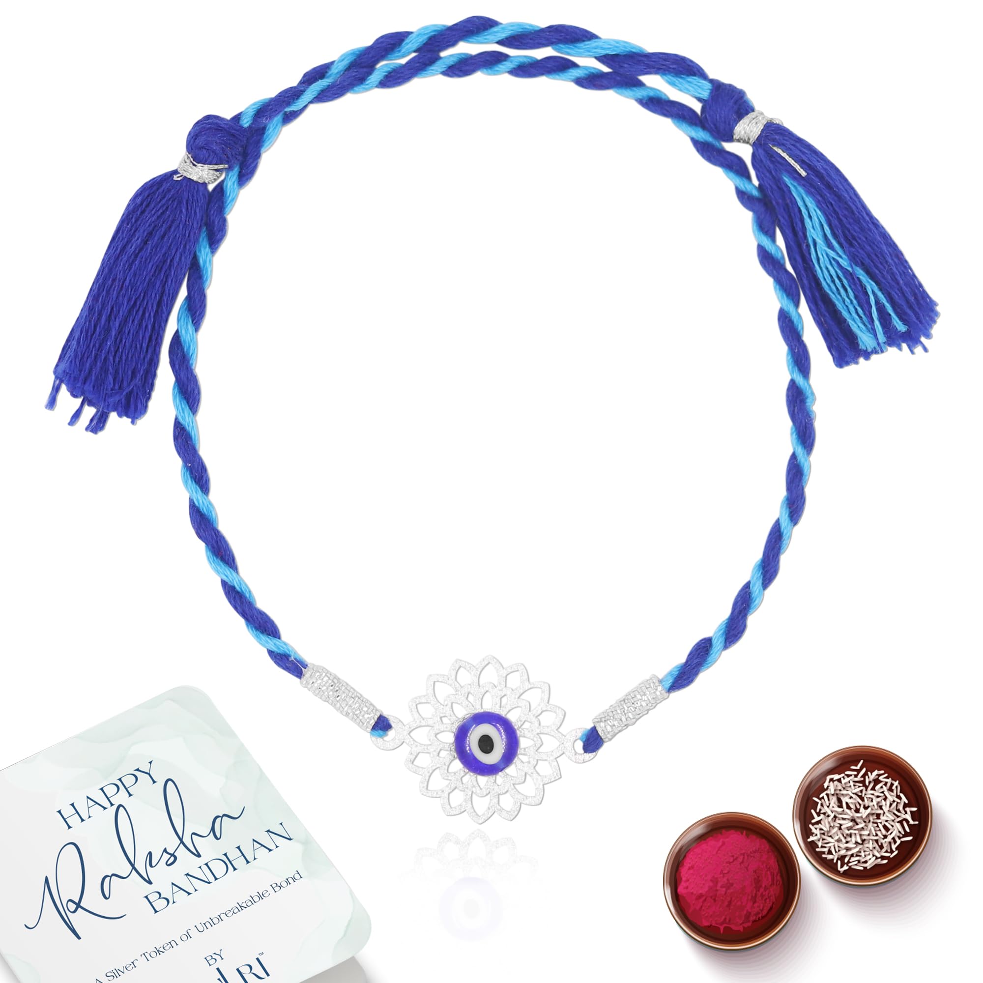 ZULRI 925 Sterling Silver Evil Eye Rakhi For Brother Cotton Thread Rakshabandhan Rakhi For Men With Greeting Card & Roli Chawal and Certificate of Authenticity (B0CCYNZDP7) Amazon Price History, Amazon Price Tracker