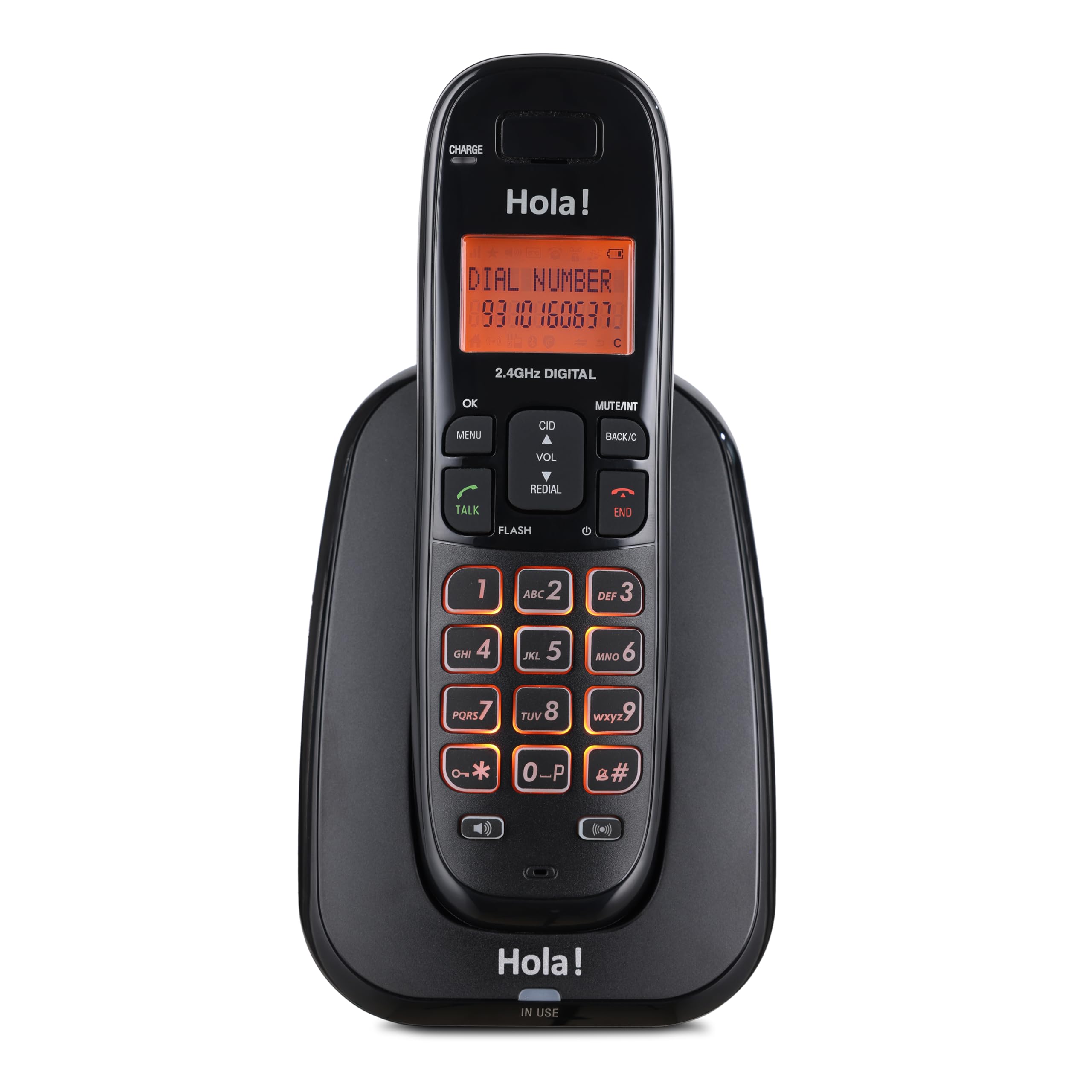 Hola! TC 720 Cordless Phone, 2 Way Speaker Phone, Ringer Volume, LED Notification for Ringer and Charging