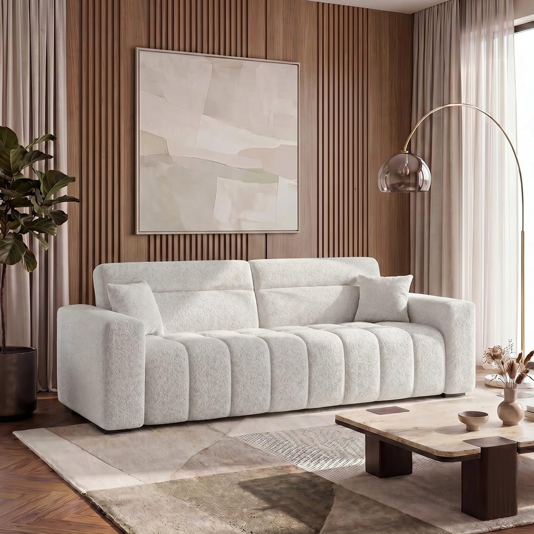 Urban Ladder Basso 3 Seater Sofa in White Boucle-picture-23