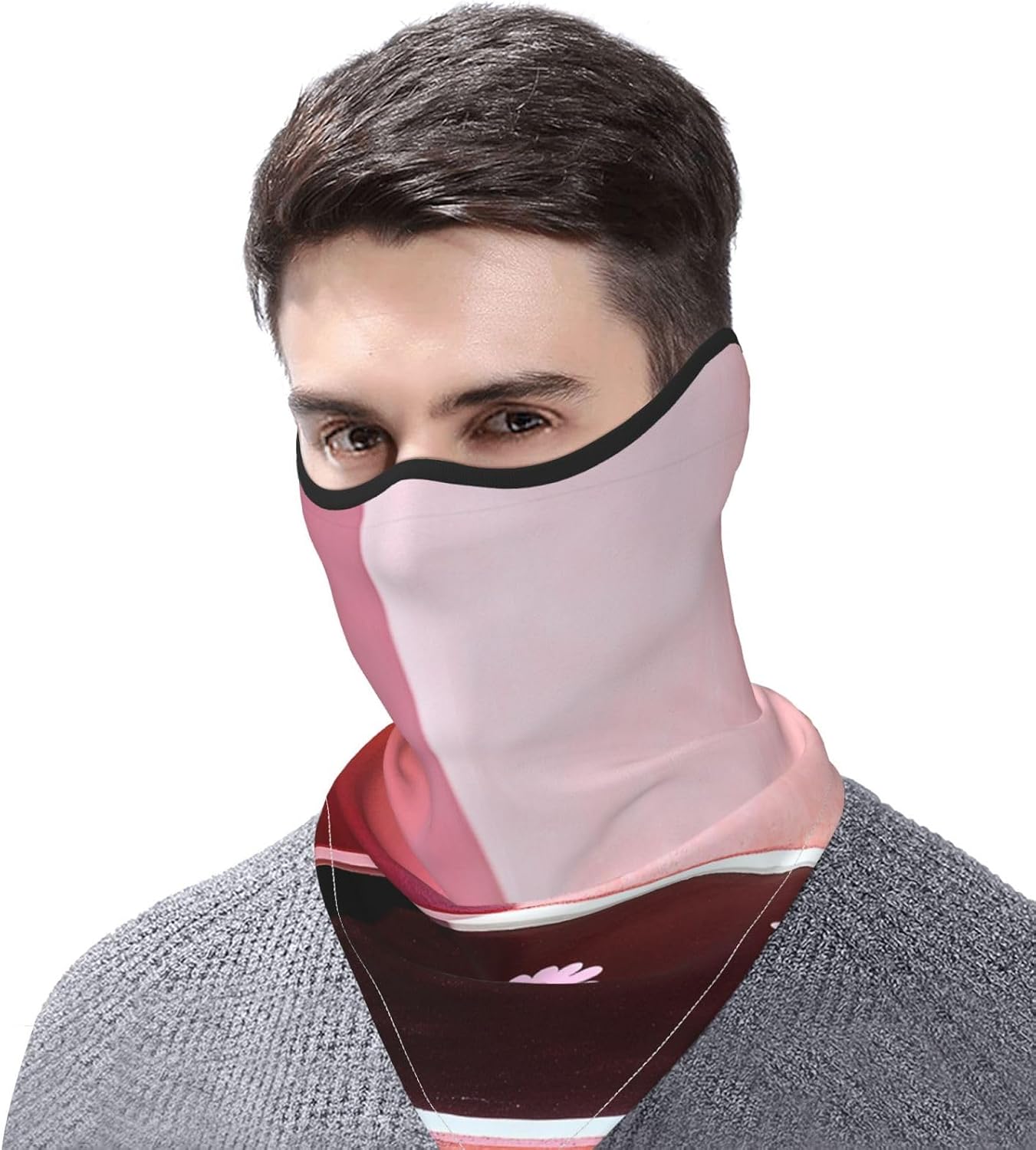 Protection Neck Gaiter Face Cover Bright pink and black terrace Balaclava Scarf Mask, Windproof Breathable Sun Shield for Men Women, Skiing Hiking Cycling Outdoor Sports