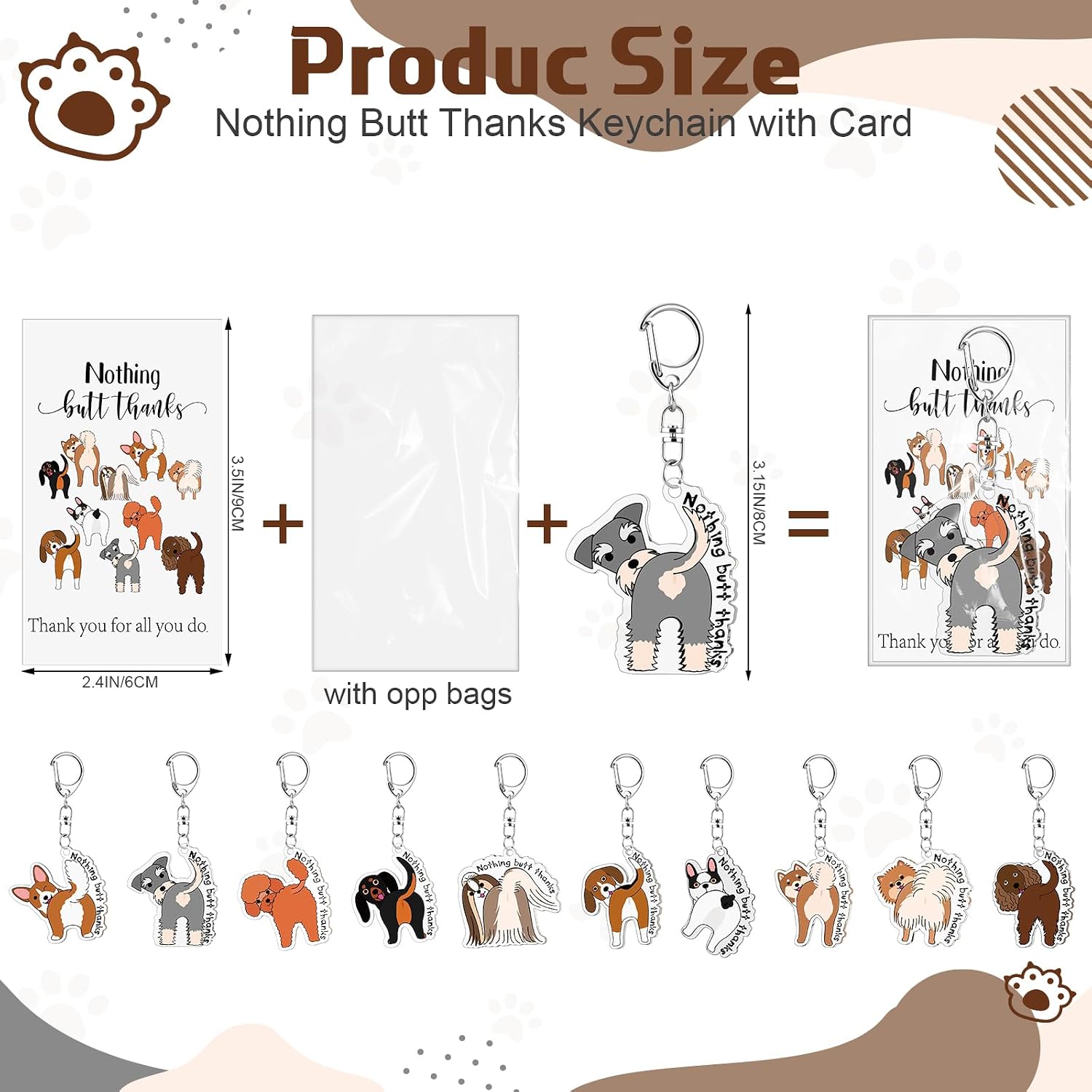 Veterinary Receptionist Gift Funny Dog Thanks Keychains with Dog Thank You Card Gag Appreciation Gift for Vet Assistant